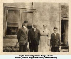 Josephus Kiersey, a charter member of Omena Congregational Church and the last funeral of the church, the bookends of this little church's history. His wife, Mary, was also a long time member. With their two sons Lawrence and Donald. - Courtesy Katja Sage, Josephus' great granddaughter