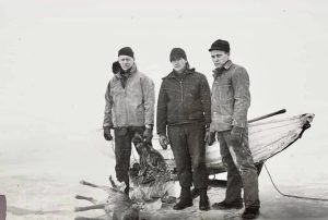 Sled Breaks through ice