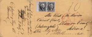 This envelope was postmarked July 2, 1847 the day after the stamps became valid.