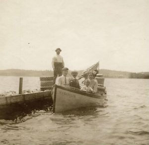 This could be the old dock from the background. There is no photo description with it, but it's a wonderful photo and doubtless many such boats tied up at the old OTYC dock. Photo credit Omena Historical Society
