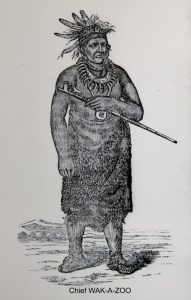 Chief Wakazoo of Northport with his peace pipe, which looks similar to that of Chief Shabwasung. There are no known photos of Chief Shabwasung. – Courtesy of Omena Historical Society