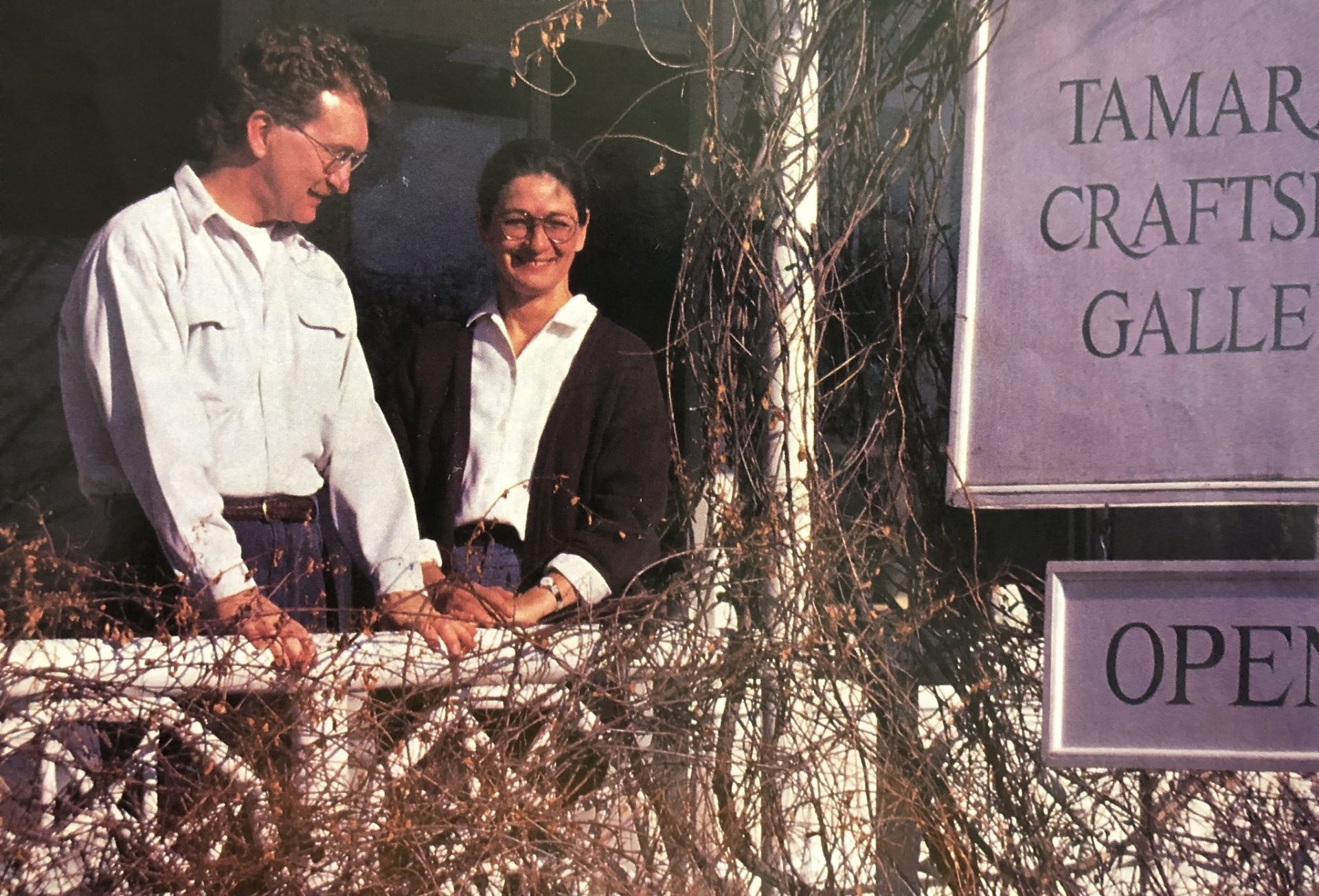 David and Sally on the front porch of Tamarack in 1992. Courtesy Traverse, the Magazine, January 1992.