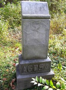 Chief Ahgosa’ s gravestone behind the Omena Presbyterian Church. Photo credit Weengush Odeimin