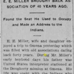 Newspaper Article about EE Millers visit to Omena Newspaper Article about EE Millers visit to Omena
