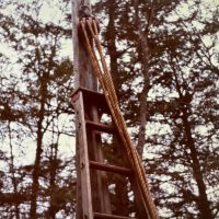 The triple block and tackle that raised all the posts and beams. The triple block and tackle that raised all the posts and beams.