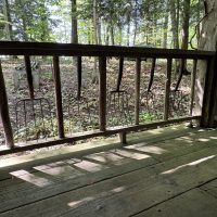 One of the railings made by Ron Sutton with the pitchforks that had been in the barn. One of the railings made by Ron Sutton with the pitchforks that had been in the barn.