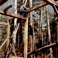 Tom fitting a beam In place. Tom fitting a beam In place.